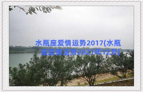 水瓶座爱情运势2017(水瓶座爱情运势2021年12月)